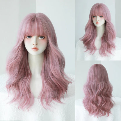 Kawaii Blonde Cosplay Wig 🎀✨ | Wavy Synthetic Hair with Bangs for Daily & Party Looks 💖