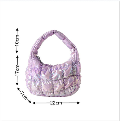 Kawaii Pleated Cloud Mini Handbag 🌈✨ | Adorable Soft Nylon Tote Bag for Trendy Women 💖🌟