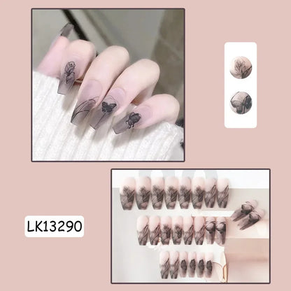 ✨ 24P Kawaii Rainbow Ballerina Press-On Nails 💅 - Adorable Full Cover Artificial Fake Nails for Creative Nail Art! 🌈