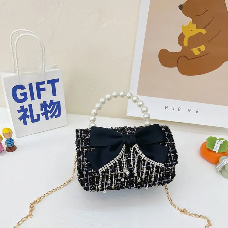 Kawaii Princess Pearl Handbag 👜✨ - Adorable Bow Shoulder Messenger Bag for Kids & Parents! 🌸👧