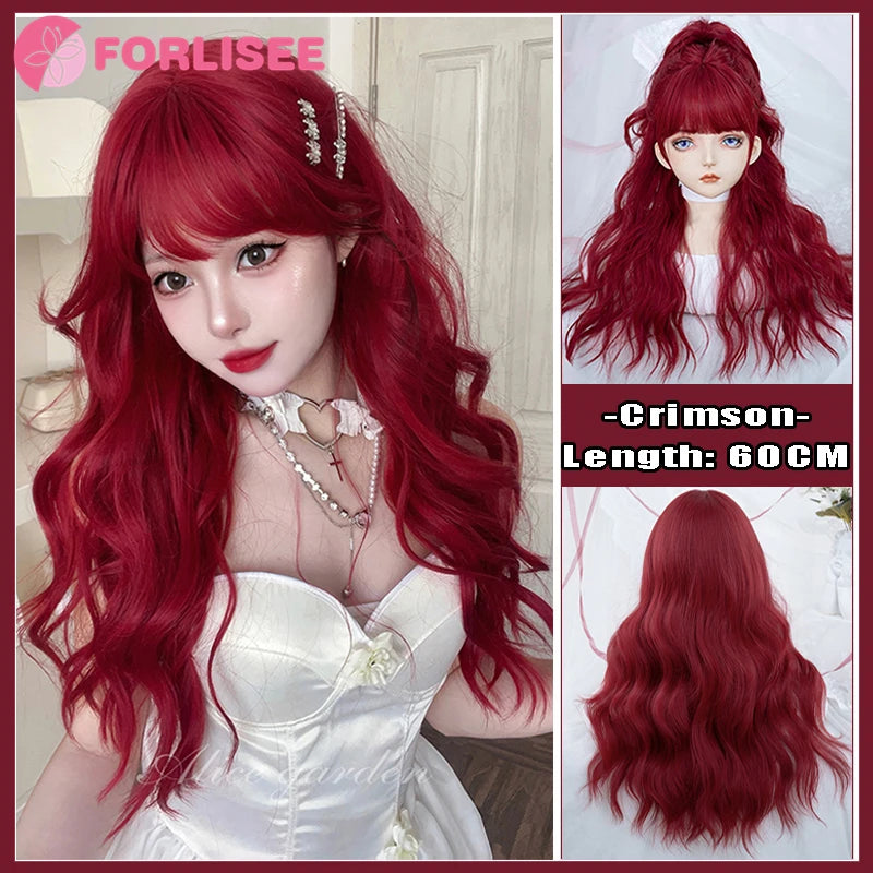 Kawaii Magic! 🌸✨ FORLISEE Black & Pink Long Straight Wig with Bangs - Perfect for Cosplay & Sweet Lolita Looks! 💖🎀