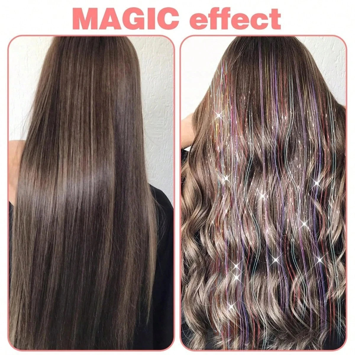 12 Pcs Clip In Hair Tinsel Pack Glitter Fairy Extensions For Women And Kids ✨