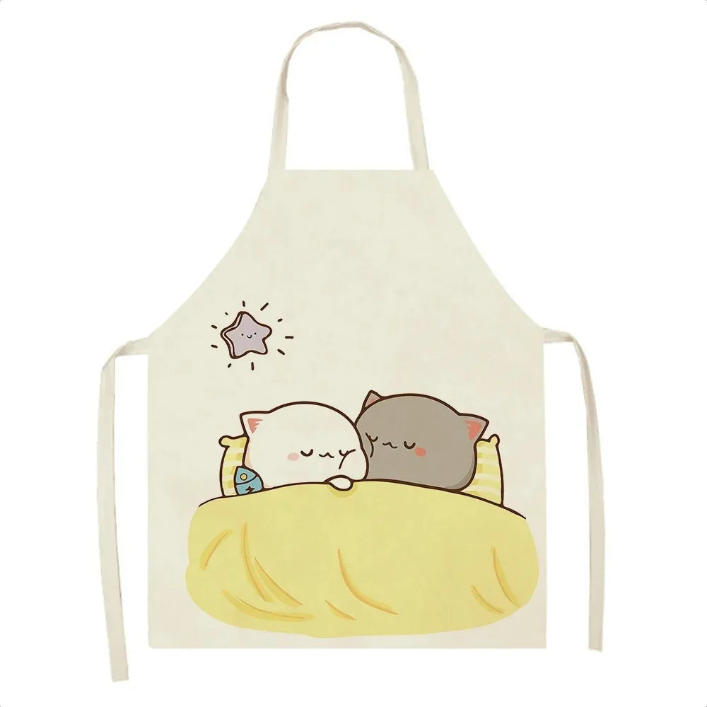 Cute Cartoon Cat Cooking Apron 💕🐱 - Fun & Mess-Free for Couples in the Kitchen 🍳👩‍🍳 - Pixie Quill