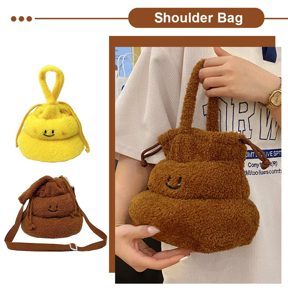 Kawaii Plush Poop Handbag 🎉✨ - Adorable Drawstring Wrist Bag for Fun Outings & Parties! 👜💖