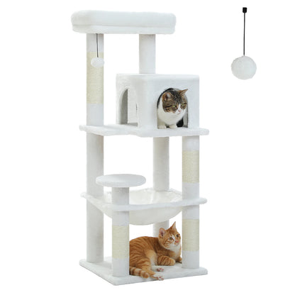 Five Level Cat Tree For Indoor Cats With Metal Frame And Cozy Big Top Perch, Adorable Hammock Condo 😺🐾