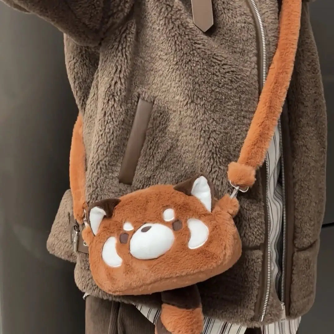 Adorable Panda & Raccoon Plush Crossbody Bag 🐼🦝✨