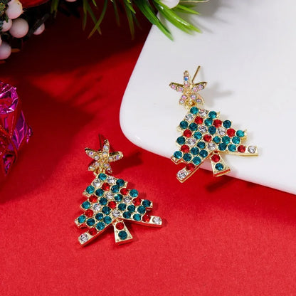 Sparkling Christmas Tree Earrings For Women Multicolor Zircon Drop Earrings 🎄✨