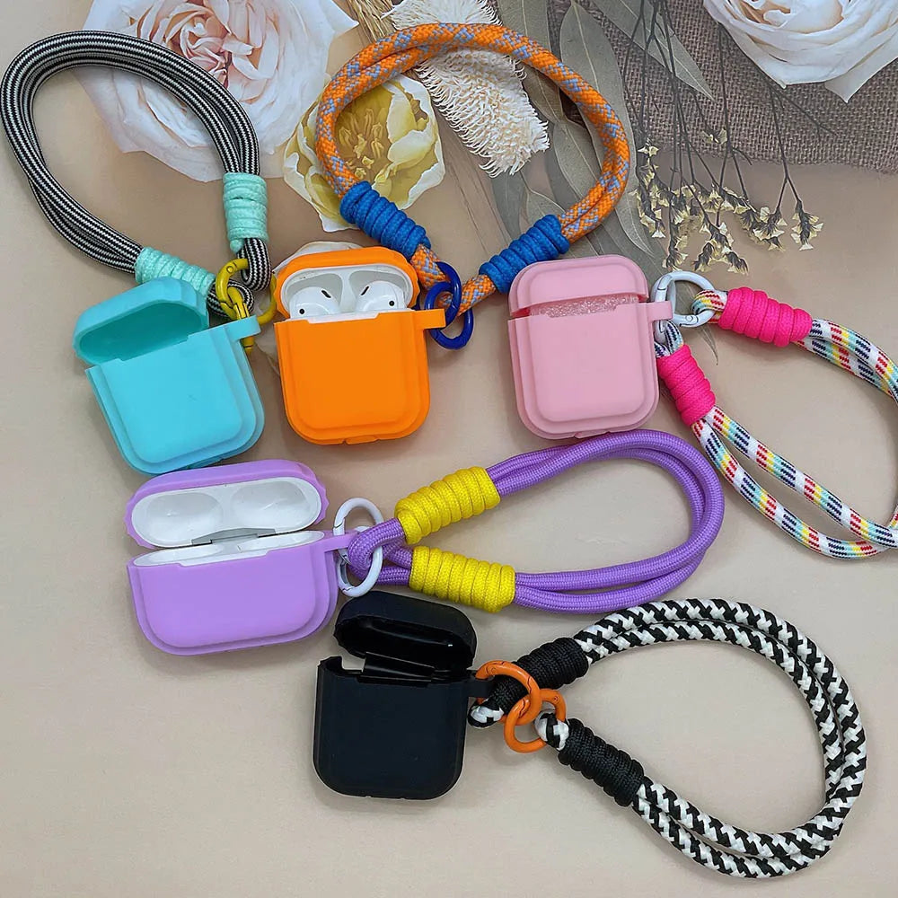 ✨ Cute & Colorful Silicone AirPods Case 🎀 | Adorable Girl Earphone Cover with Anti-Lost Lanyard 💖 - Pixie Quill