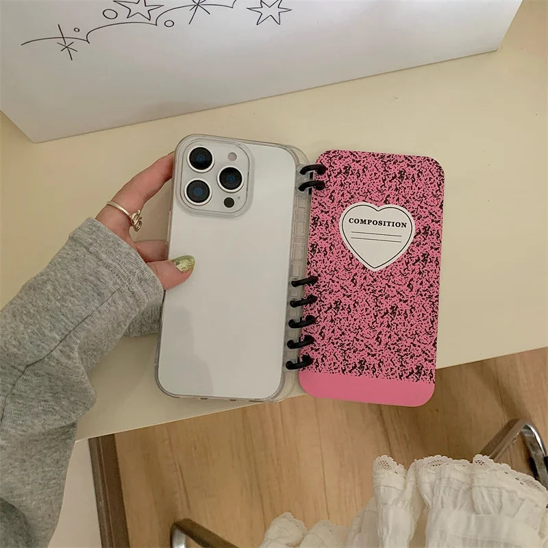 Kawaii Pink & Black Splashy Flip Phone Case for iPhone 13-16 Pro Max 📱✨🎨