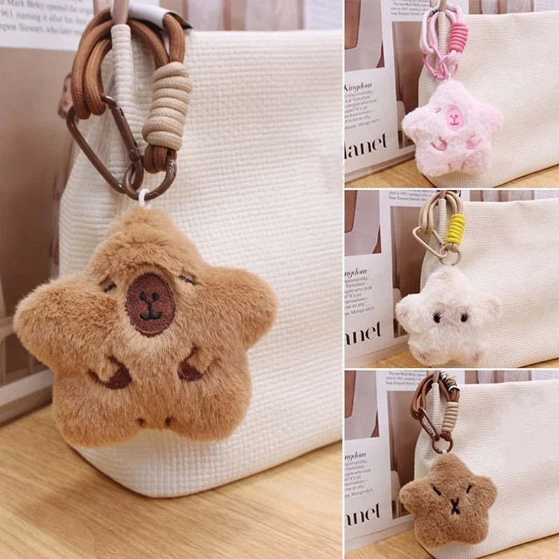Kawaii Capybara Squeaky Plush Keychain 🐾✨ Cute Cartoon Animal Bag Charm for Couples & Kids 🎒💕