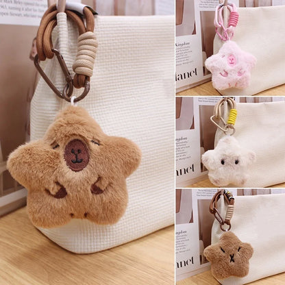 Kawaii Capybara Squeaky Plush Keychain 🐾✨ Cute Cartoon Animal Bag Charm for Couples & Kids 🎒💕
