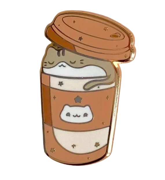 ✨ Kawaii Celestial Cat Cafe Enamel Pin 🌙 - Whimsical Accessory for Playful Styles! 🐾