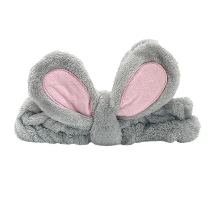 Women Wash Face Makeup Soft Coral Fleece Elastic Headband Head Wrap Cute Rabbit Bow Animal Ears Hairband Girl Hair Accessories