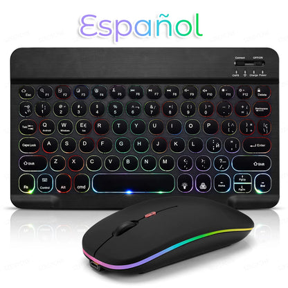 Kawaii Bluetooth Magic: Adorable 7-Color Backlit Keyboard & Silent Mouse for iPad & Tablets 🐾✨💖
