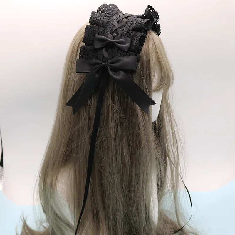 Pastel Bowknot Lace Flower Hair Band Cosplay Accessory Handmade Wholesale 🎀💖
