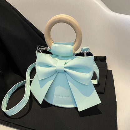 Kawaii Bow Tie Mini Bucket Bag 🎀✨ | Cute Leather Crossbody Handbag for Sweet Fashionistas 💖👜