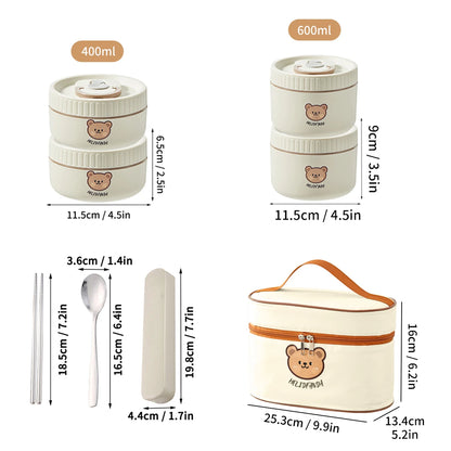 Kawaii Thermal Bento Box 🍱✨ - Adorable Leak-proof Stainless Steel Lunch Container for Kids 🥢💖