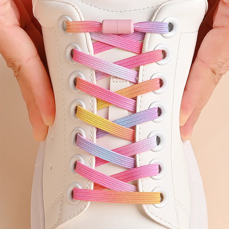 ✨Bouncy Rainbow No-Tie Laces 🌈 - Fun & Stylish Elastic Shoelaces for All Ages! 🎉 - Pixie Quill