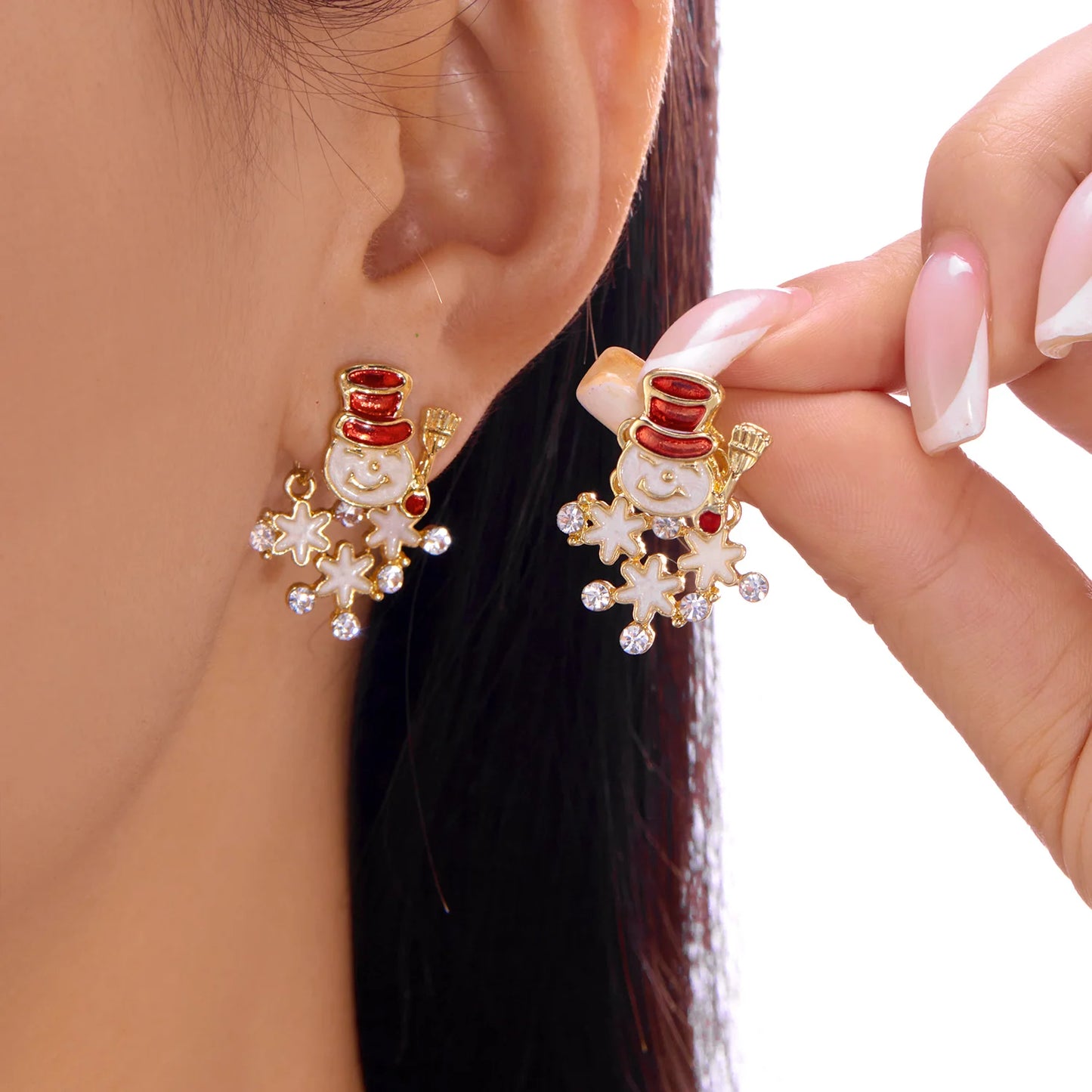 Rhinestone Snowman Drop Earrings For Women Holiday Gift Jewelry 🎄❄️