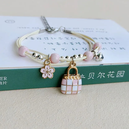 Sweet Cute Animal Cat Dog Paw Flower Bells Pendant Bracelets For Women Girls Simple Cartoon Rabbit Bracelet Friendship Jewelry