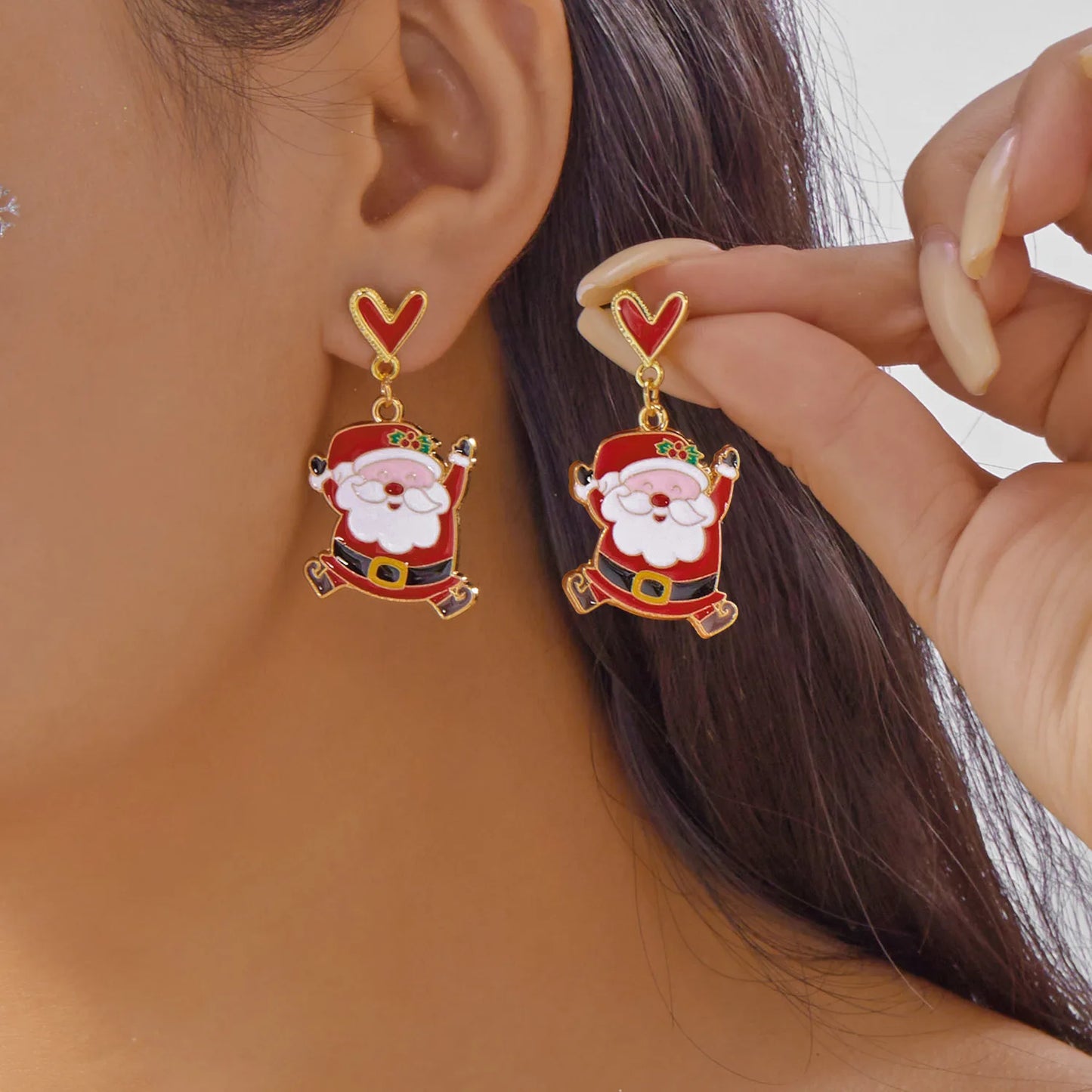 Colorful Gingerbread Drop Earrings For Women Christmas Enamel Santa Snowman 🎄🎁