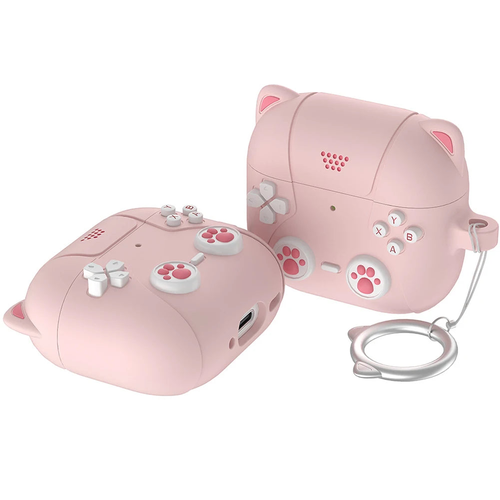 Cute Cat Paws 🐾 Silicone Case for AirPods 4 🎧 - Adorable Protection with Carabiner 🐱✨ - Pixie Quill