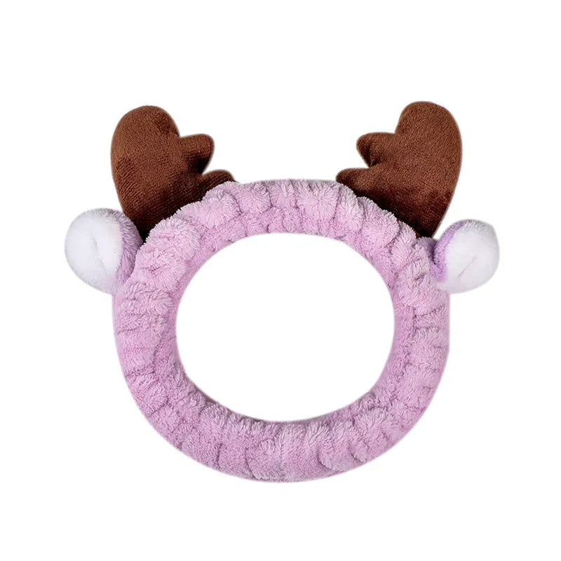 Women Wash Face Makeup Soft Coral Fleece Elastic Headband Head Wrap Cute Rabbit Bow Animal Ears Hairband Girl Hair Accessories
