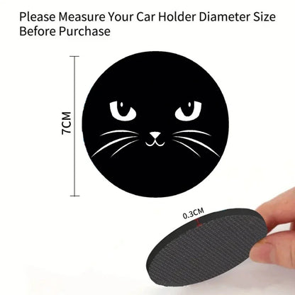 Kawaii Cat Cup Holder Mats 🐾 - 2PC Non-Slip Rubber Coasters for Your Car 🐱✨