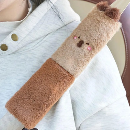 Kawaii Plush Capybara Seat Belt Covers 🐾✨ - Cozy Safety Accessory for a Fun Ride!