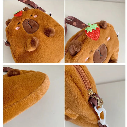 Kawaii Capybara Plush Crossbody Bag 🐾✨ - Adorable School & Casual Shoulder Bag for Youth! 🎒💖