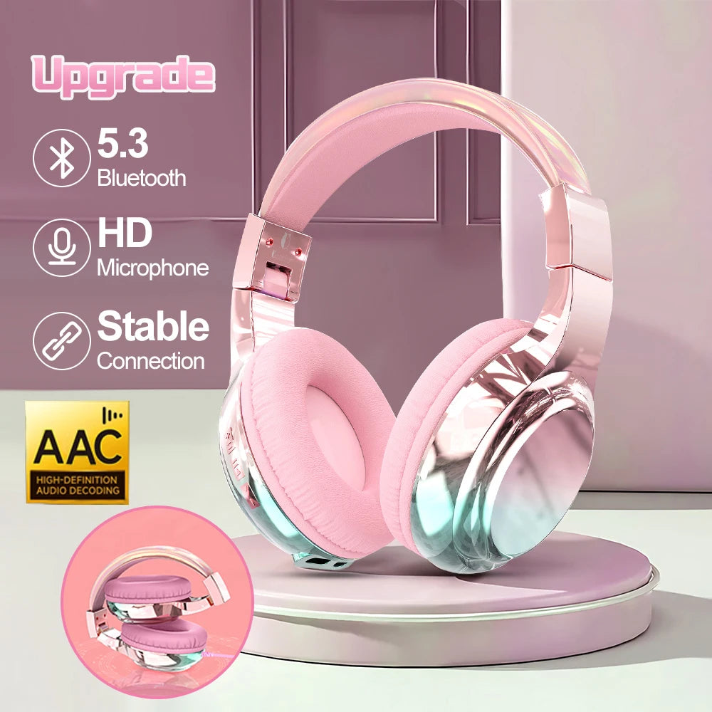 Kawaii Pink Dream 🎀 Wireless Bluetooth 5.3 Headphones 🎧 | Over-Ear Cutie with Mic 💖 Perfect Gift for Girls! 🎁