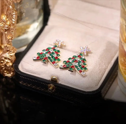 Sparkling Christmas Tree Earrings For Women Multicolor Zircon Drop Earrings 🎄✨