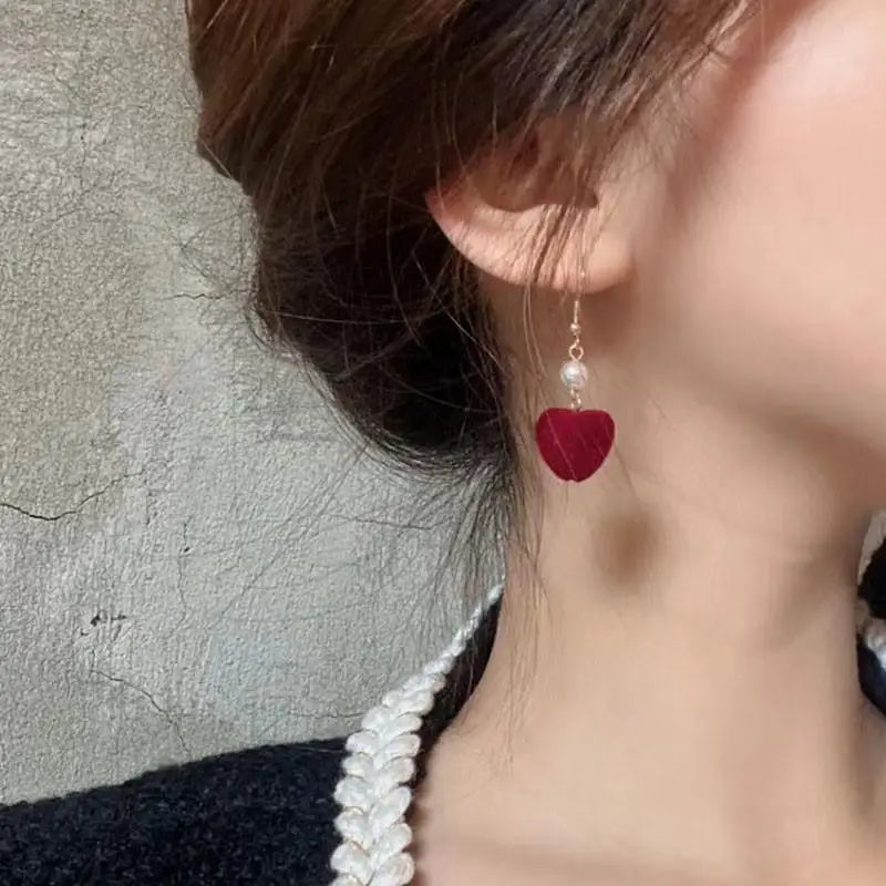 Charming Wine Red Bow Pearl Tassel Earrings 🎀🌟 | Kawaii 2024 Bridal Jewelry ✨