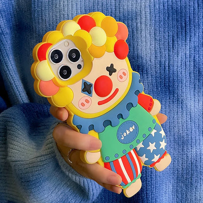 Kawaii 3D Cartoon Joker Clown Silicone Phone Case for iPhone 16/15/14 Pro Max - Shockproof & Adorable 🤡📱✨