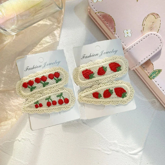 🍒✨ Sweet Cherry & Strawberry Hairpin Duo 🌟 Cute Clips for Girls & Kids 🎀 Adorable Vintage Crab Hair Accessories!