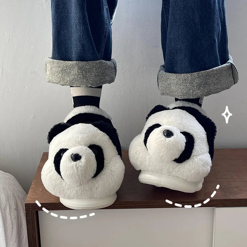Kawaii Panda Plush Slippers 🐼✨ | Cozy Cartoon Indoor Footwear for Couples | Winter Warmth & Cute Comfort!