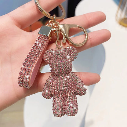 Diamond Bear Car Keychain Cute Handmade Luxury Rhinestone Bag Pendant 🧸💎✨