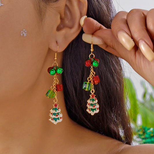 Pink Christmas Santa Earrings Dangle For Women Snowman Snowflake Tree 🎄🎅❄️