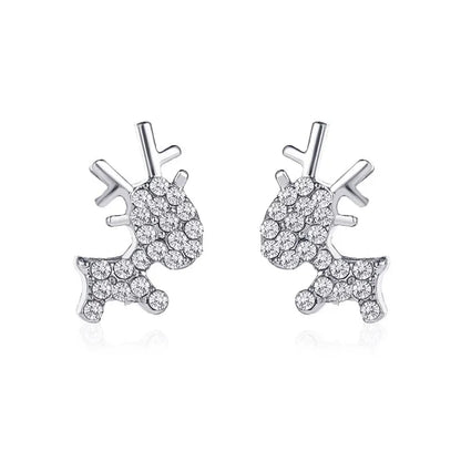 Deer Stud Earrings Cute Antler Charm CZ Crystal Gift For Girls Women 🎀🦌✨