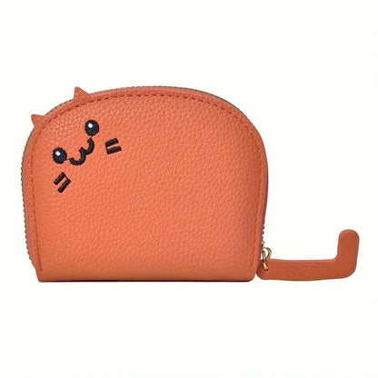 Cartoon Cat Wallet With Card Slots Zipper Coin Holder PU Leather 🐱💖
