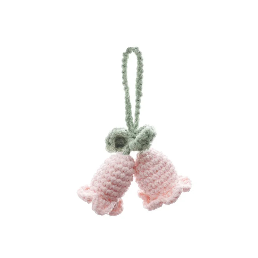 Whimsical Knitted Flower Keychain Charms Wool Leaf Pendants For Bags 🌸🧶