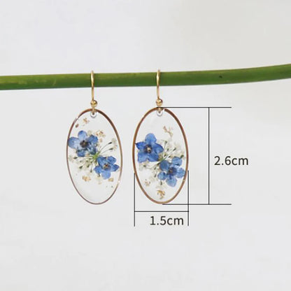 Elegant Pressed Flower Earrings For Women Natural Blue Floral Drop Earrings Handmake Epoxy Resin Plant Earring Jewelry Wholesale