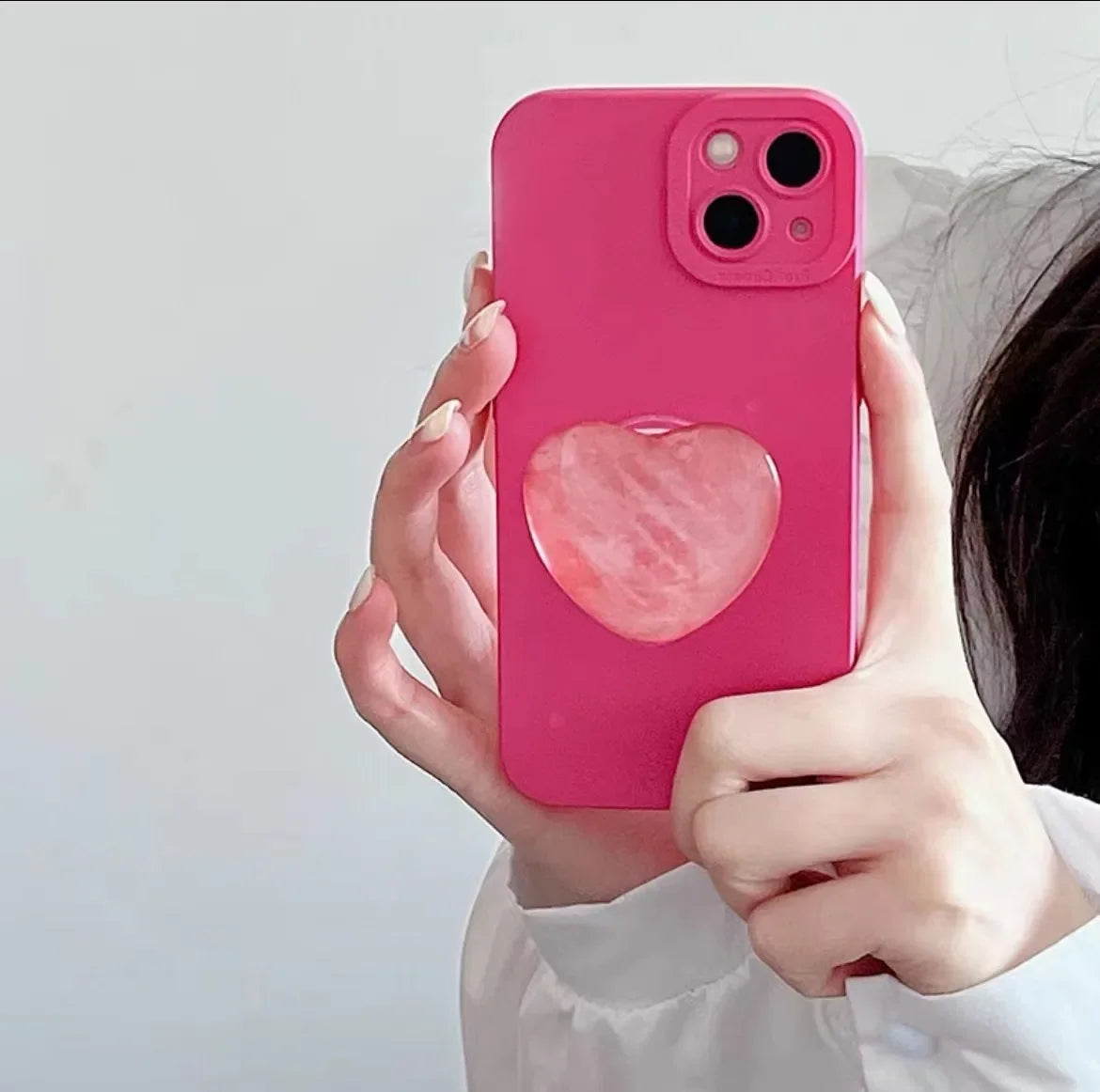 Phone Holder Popular Socket Griptok Finger Grip Bracket Stand Love Heart Ins Style Cute Poping Pink White Cellphone Accessory - Pixie Quill