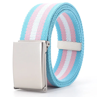 Kawaii Rainbow Striped Tactical Belt 🌈✨ Unisex Slim Fashion Accessory for Casual Vibes! 🐾🦄