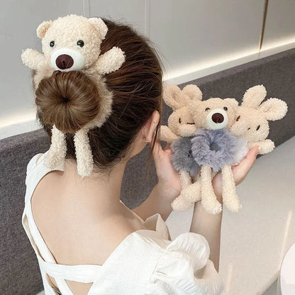 🐾 Adorable Plush Ponytail Headband - Cute Cartoon Animal Hair Ties for Kids! 🌟