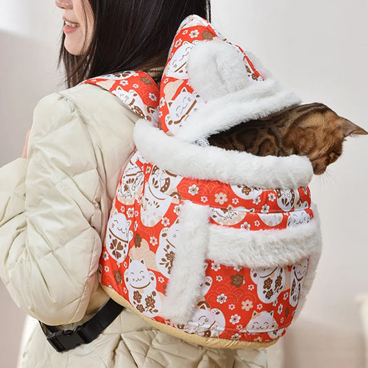 Cozy Kawaii Cat & Dog Backpack 🐾💖 | Velvet Nest Pouch for Snuggly Adventures | Warm & Comfy Pet Carrier 🐱🐶✨