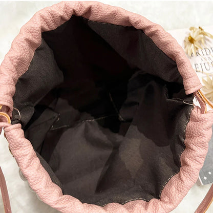 Kawaii Pearl Chain Bucket Bag 🐰✨ | Adorable PU Shoulder Tote for Trendy Ladies