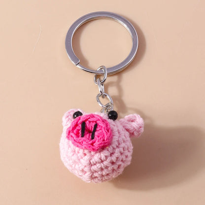 Playful Handmade Knitted Pig Dog Keyrings for Gifts 🐷🐶