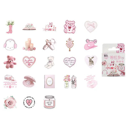 Kawaii 46pcs Bunny & Bear Stickers 🎀 | Cute Pink Graffiti Décor for Notebooks, Water Cups & Diaries 🌸✨ | Fun PVC Decals for Students!