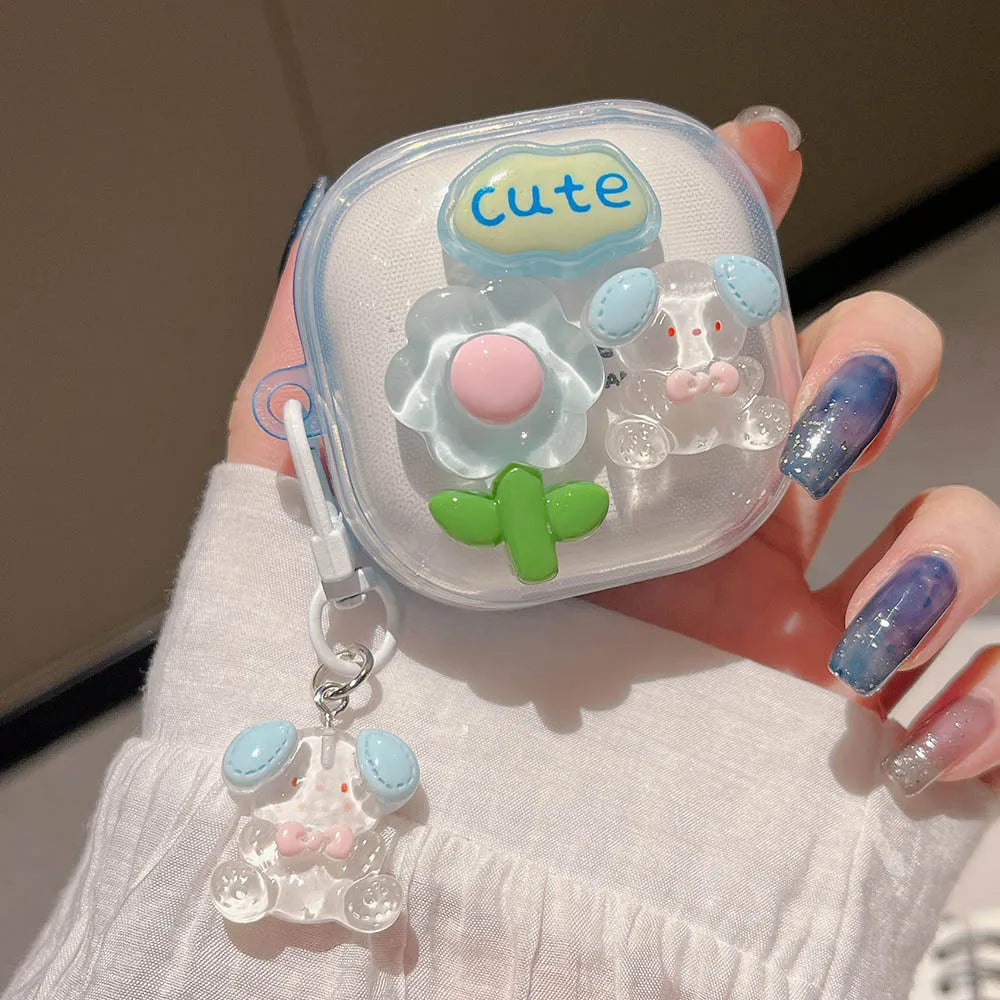 Adorable Watermelon Bunny & Bear Tulip Earphone Case 🌸🐰🍉 for Samsung Galaxy Buds - Pixie Quill